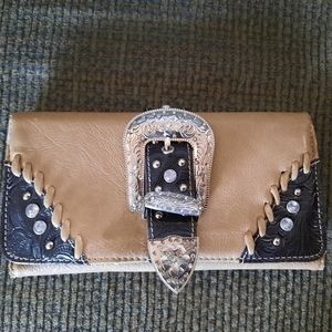 Country Road embellished leather buckle wallet